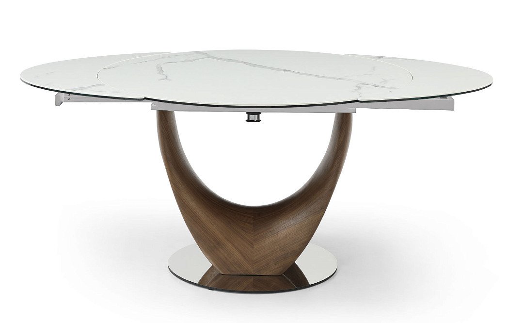 Стол раскладной Triumph 120-180, белая керамика/орех - фото 14