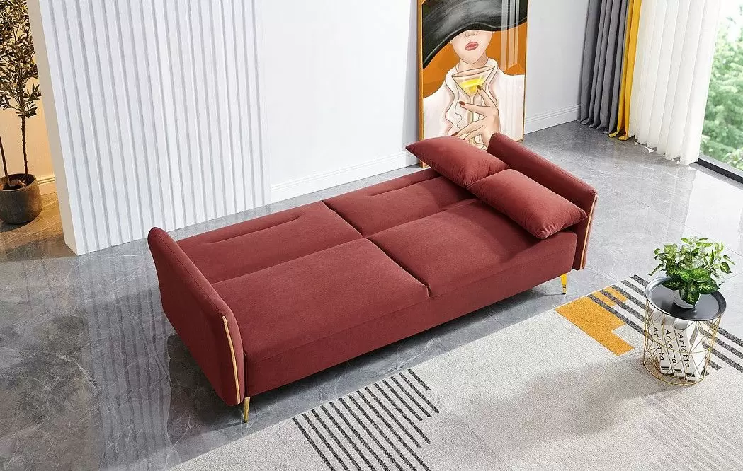 Диван-кровать Liverpool, бордовый/золото - фото 2