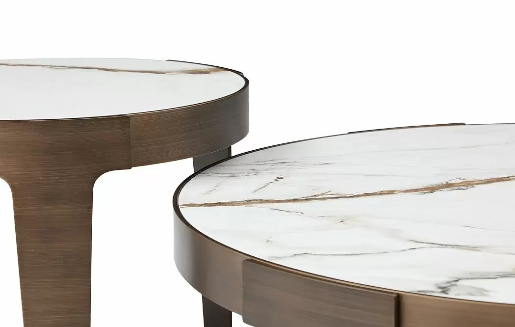 Стол журнальный Corfu (60), белая керамика/бронза - фото 9