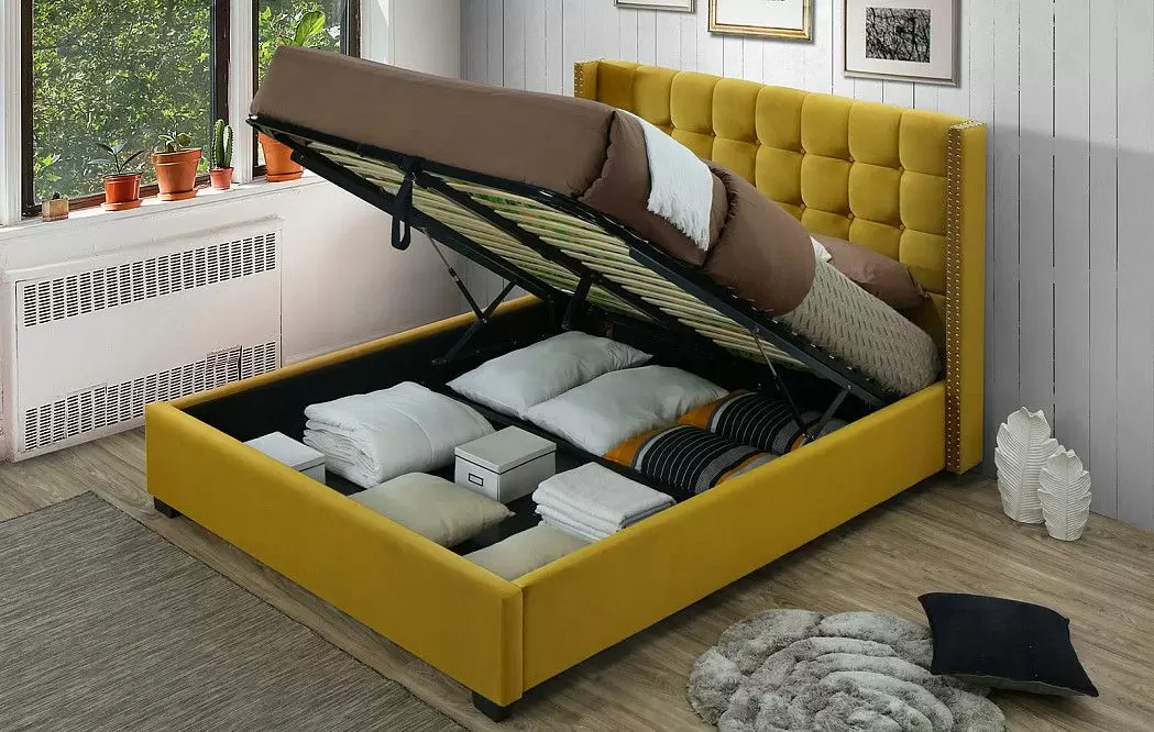 Кровать с подъемным механизмом Vivien, желтый - фото 2