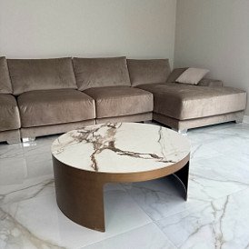 Стол журнальный Como (98), белая керамика/бронза