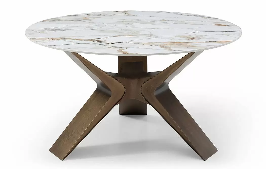 Стол Daniella 140, белая керамика/бронза