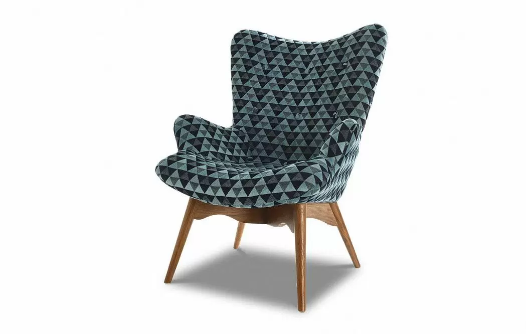 Кресло с оттоманкой Contour, голубой принт/коричневый - фото 5