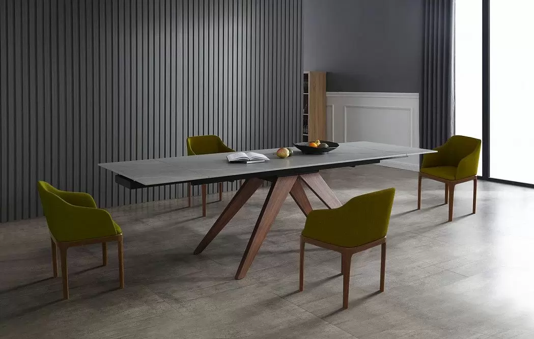 Стол раскладной Valencia 160-240, серая керамика/орех - фото 17