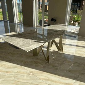 Стол раскладной Wilhelm 180-260, серая керамика/шампань