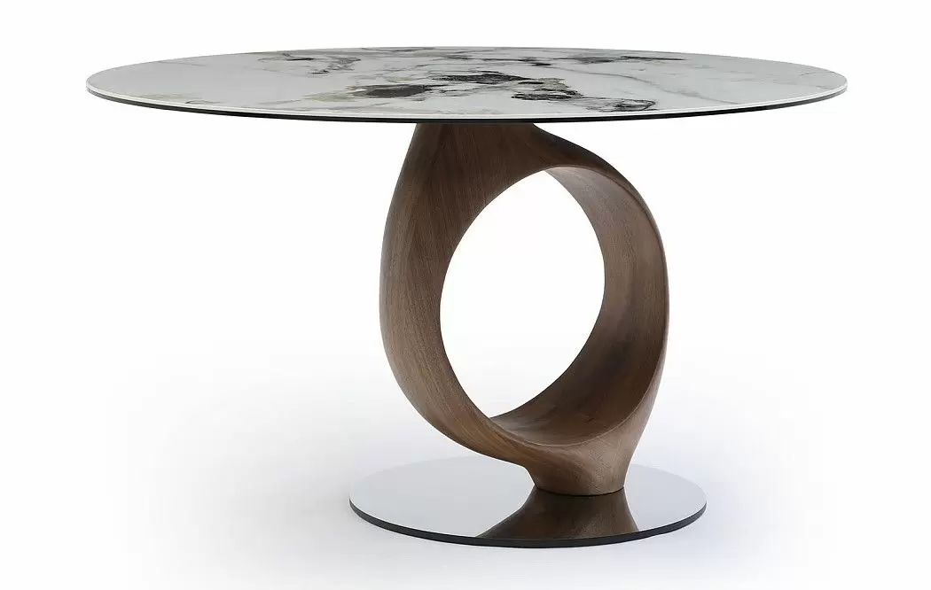 Стол Oasis 130, белая керамика/орех