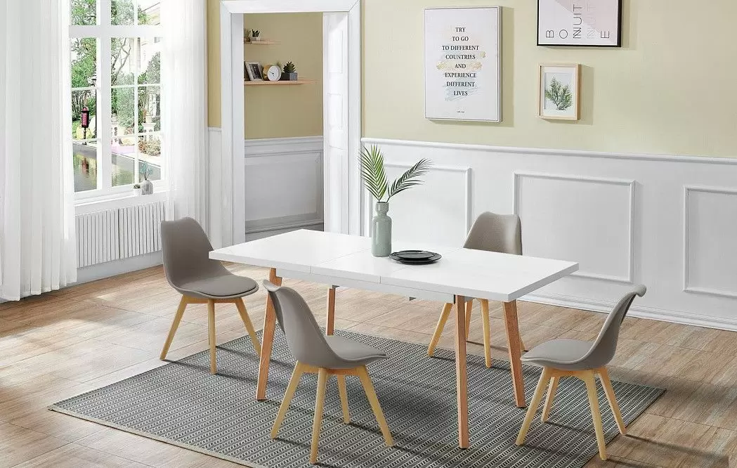 Стол раскладной Pamela 130-170, белый матовый/бук - фото 4