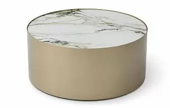 Стол журнальный Amber (80), белая керамика/шампань