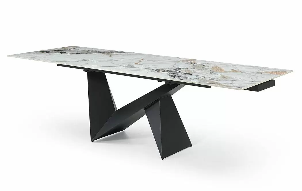 Стол раскладной Portofino Black 160-240, светлая керамика/черный