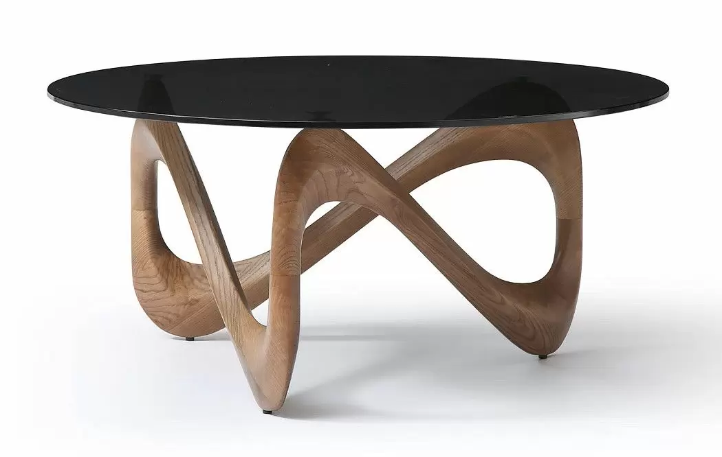 Стол журнальный Sea Glass, серое стекло/орех