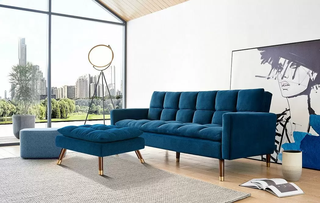 Оттоманка Lucia, темно-синий/орех - фото 3