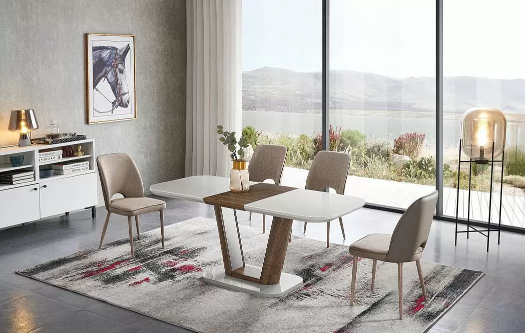 Стол раскладной Ester 140-180, бежевый/коричневый - фото 19