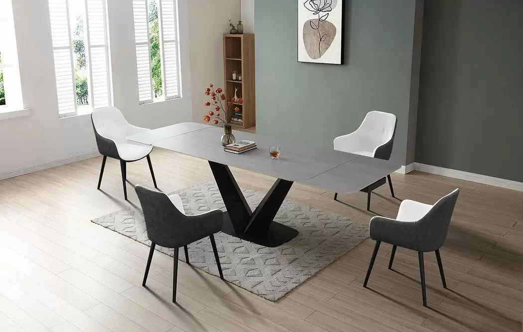 Стол раскладной Virginia 180-260, серая керамика/черный - фото 4