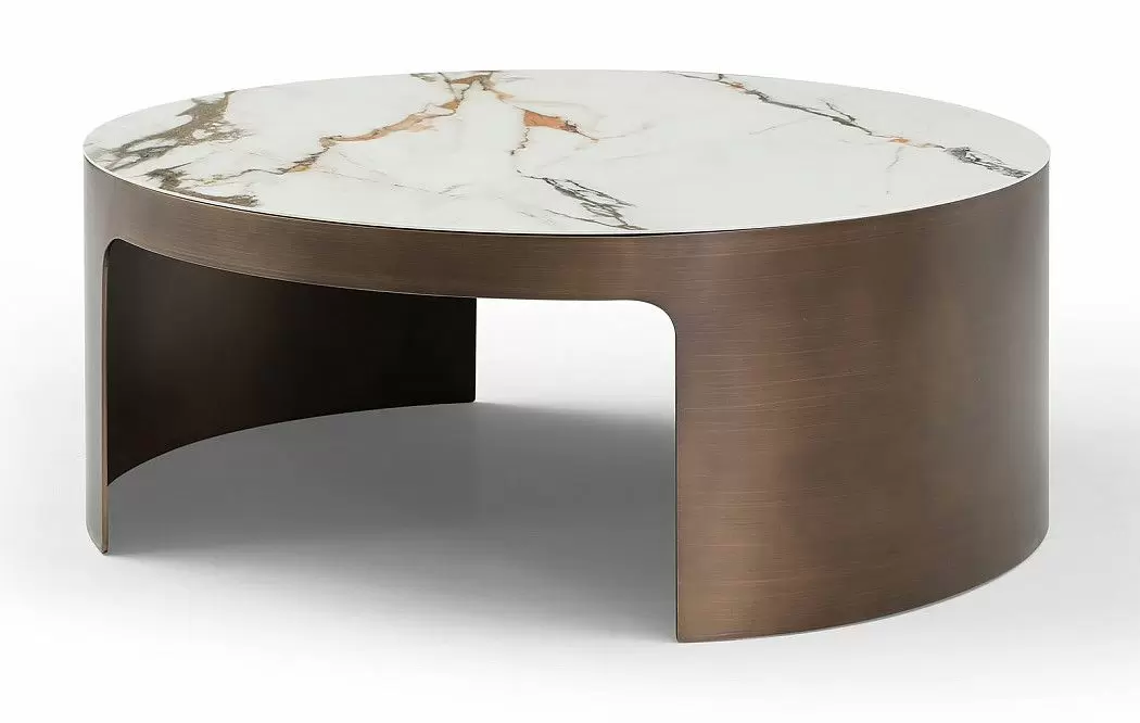 Стол журнальный Como (98), белая керамика/бронза