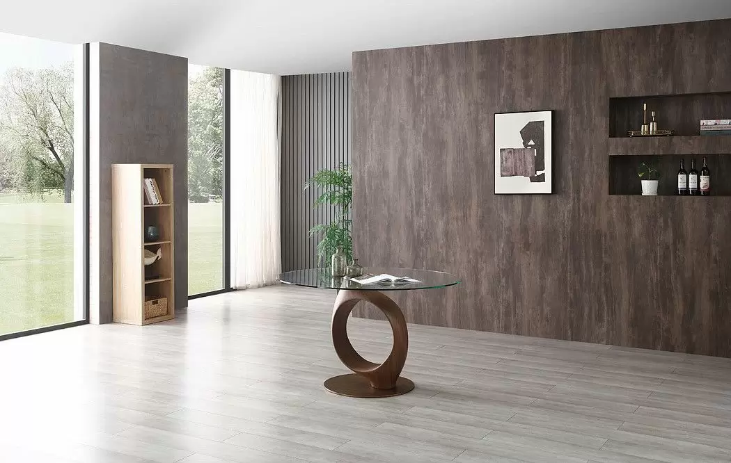 Стол Oasis 130, прозрачное стекло/орех/бронза - фото 4