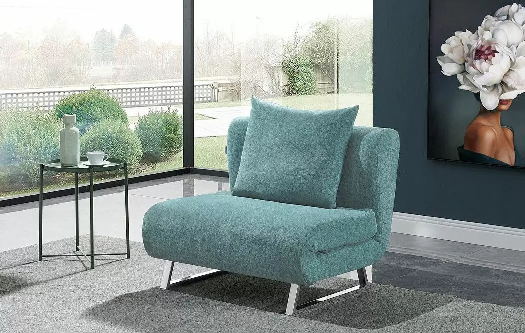 Кресло-кровать Rosy, бирюзовый/хром - фото 3