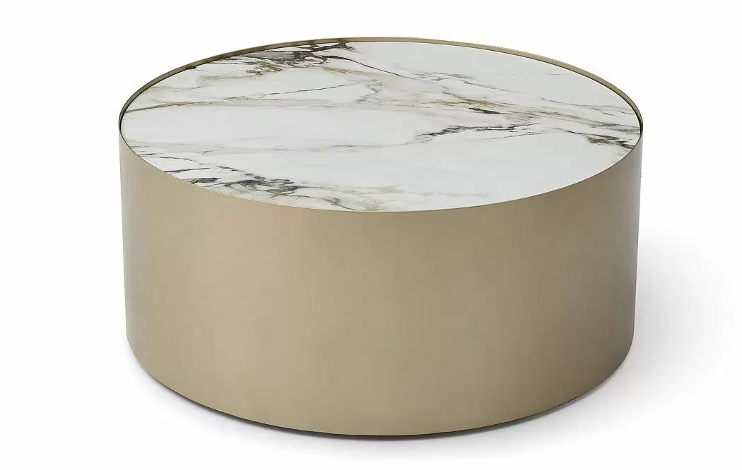 Стол журнальный Amber (80), белая керамика/шампань