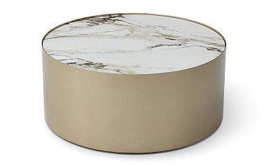 Стол журнальный Amber (80), белая керамика/шампань