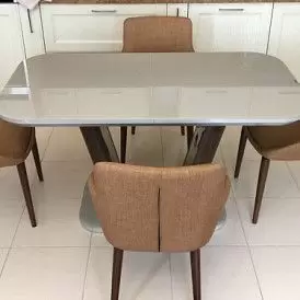 Стол раскладной Ester 160-200, бежевый/коричневый