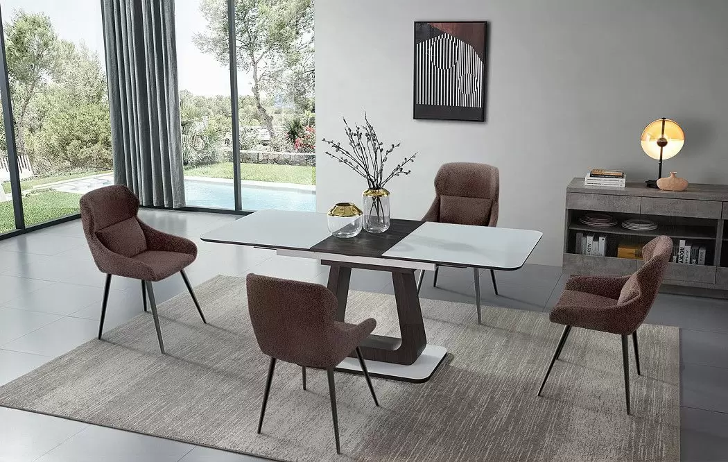 Стол раскладной Rosanna 160-200, темно-коричневый/белый - фото 3