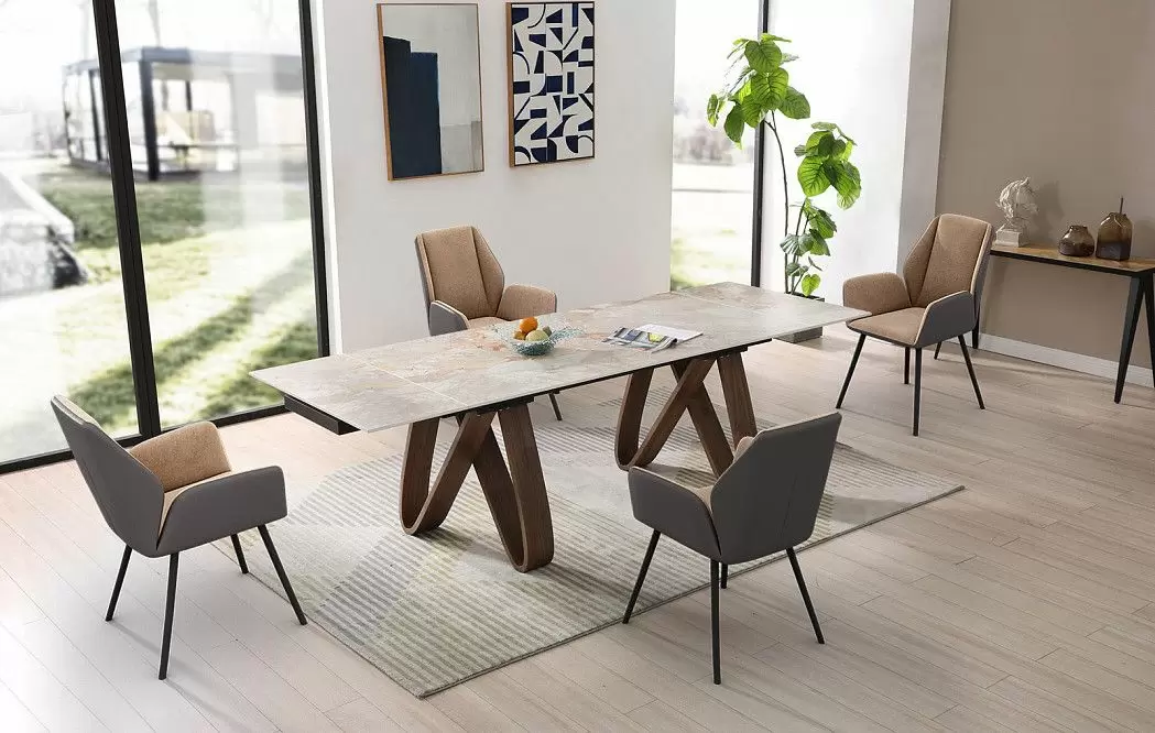 Стол раскладной Lido 160-240, серая керамика/орех - фото 6