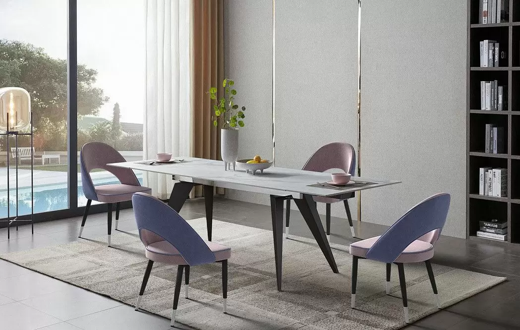 Стол раскладной Ramses 180-250, белый мрамор/черный - фото 8