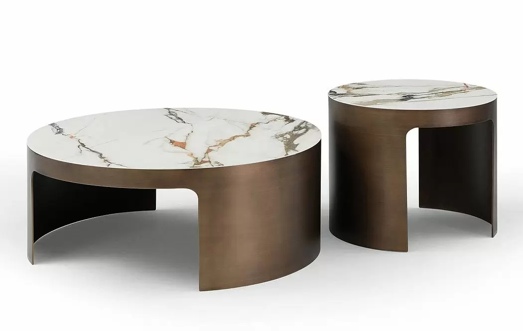 Стол журнальный Como (98), белая керамика/бронза - фото 9