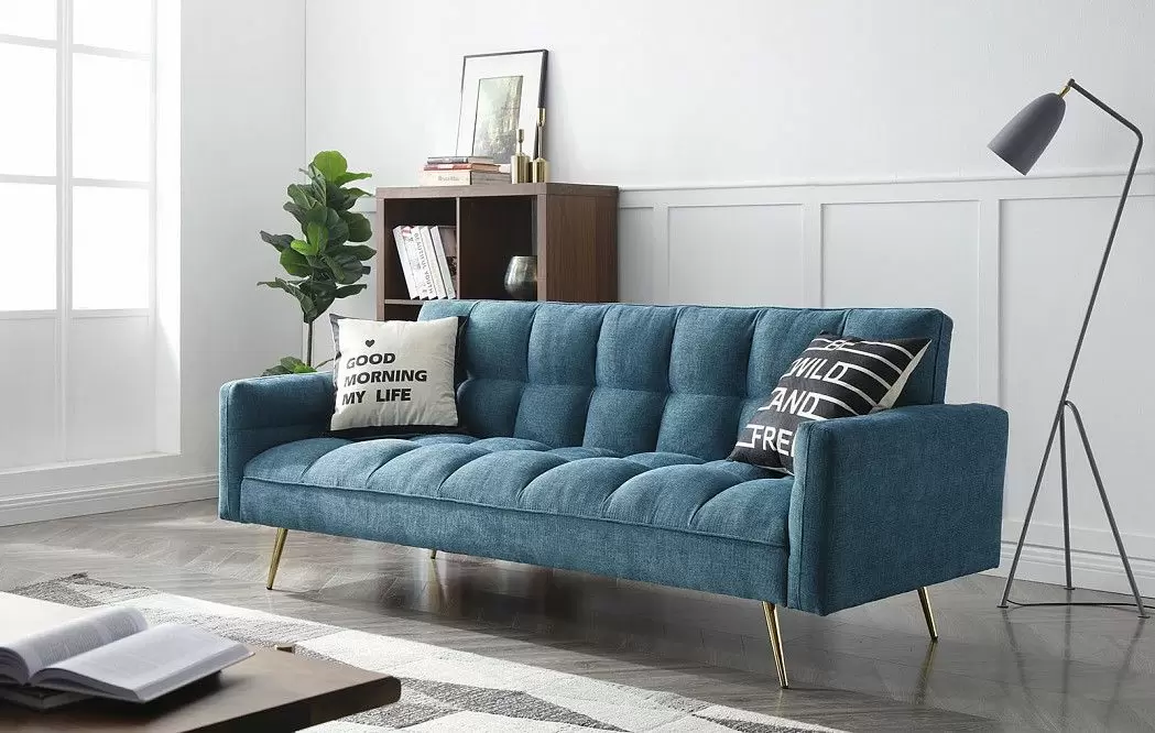 Диван-кровать Madrid, синий/золотые ножки