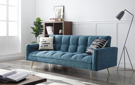 Диван-кровать Madrid, синий/золотые ножки