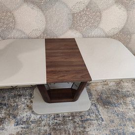 Стол раскладной Ester 160-200, бежевый/коричневый