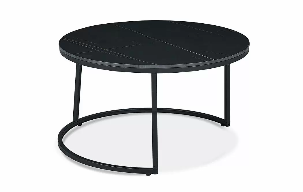 Набор из 2-х столов журнальных Nocturne, черная/белая керамика - фото 6