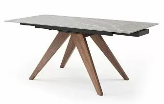 Стол раскладной Valencia 120-180, серая керамика/орех
