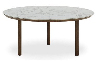 Стол журнальный Candy (80), белая керамика/орех