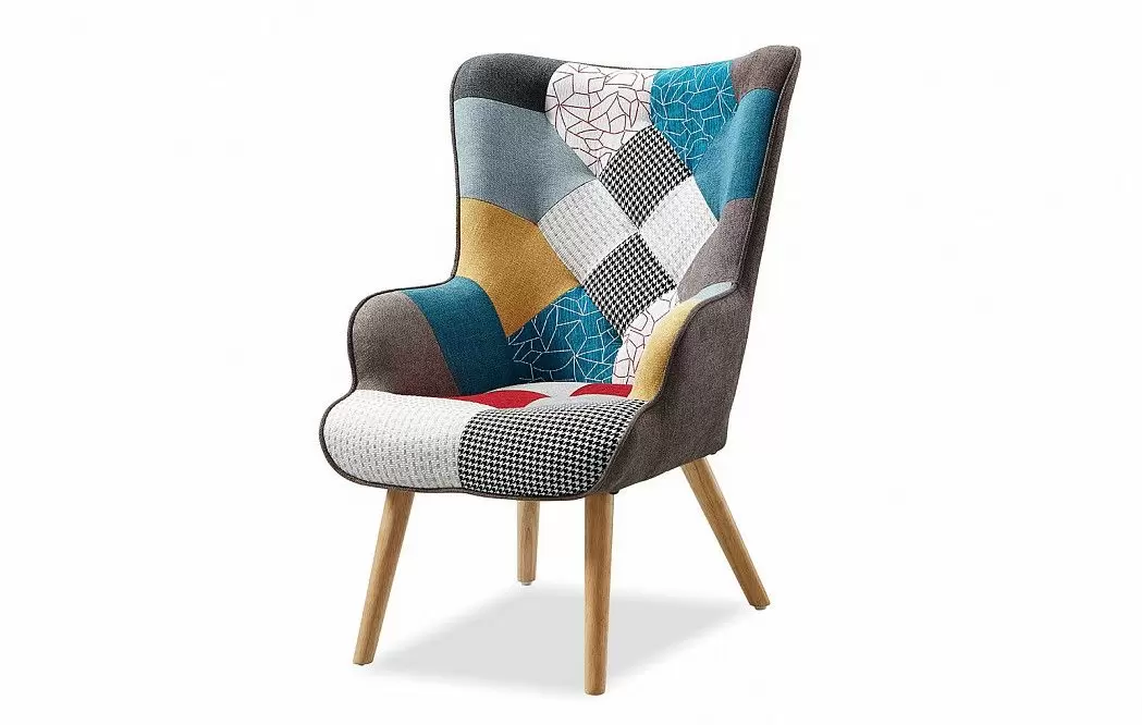 Кресло и оттоманка Hygge, пэчворк/натуральный - фото 4