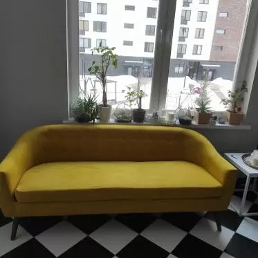 Диван Florence 3-х местный, желтый шафран/орех
