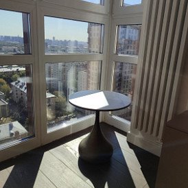 Стол журнальный Reggio (50), белый камень/бронза