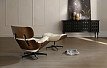 Комплект кресло и оттоманка Eames Lounge, кремовый/орех
