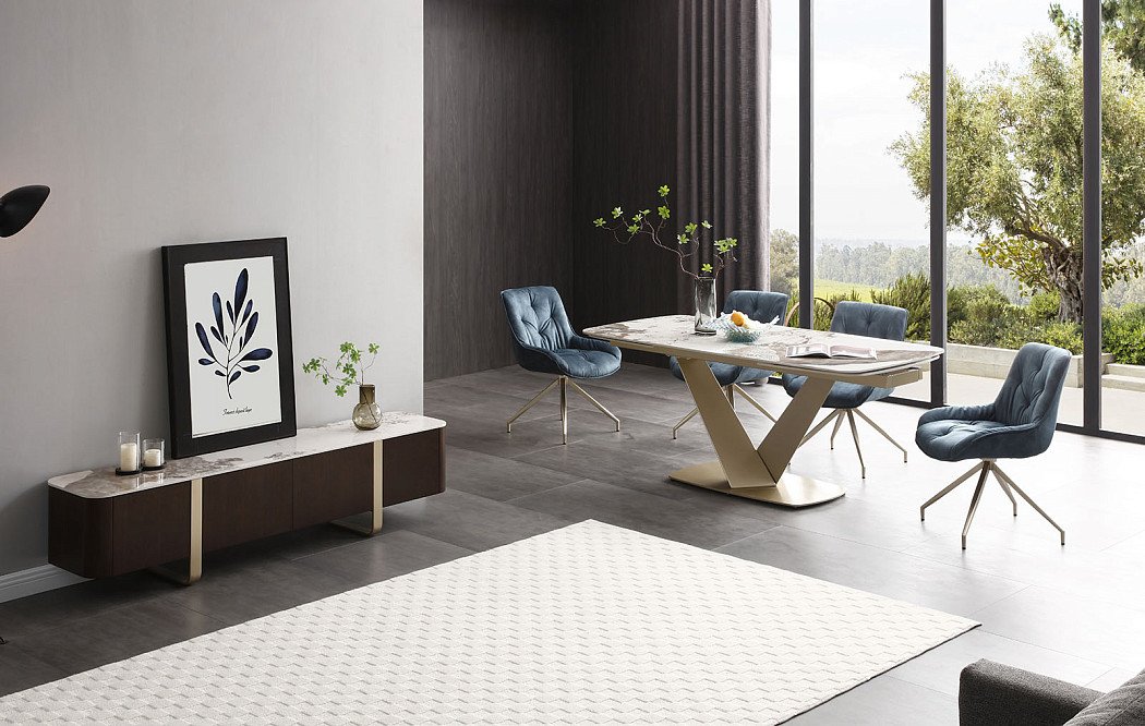 Стол раскладной Victoria 140-200, светлая керамика/шампань - фото 17