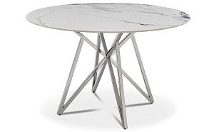 Стол Natalie 120, белый мрамор/сталь Стол Natalie 120, белый мрамор/сталь
