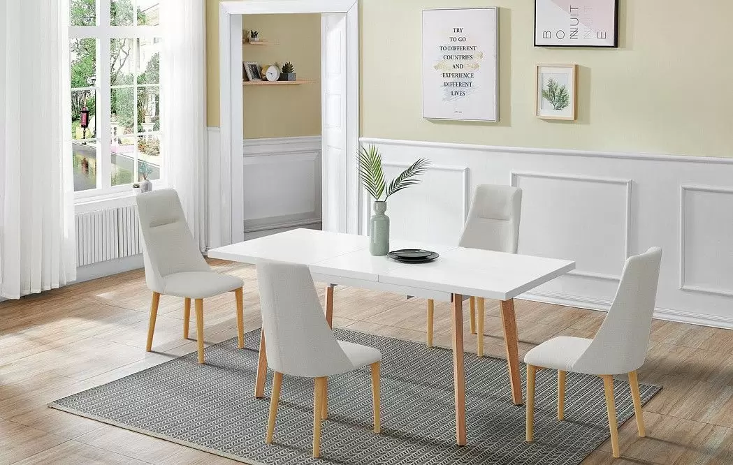 Стол раскладной Pamela 130-170, белый матовый/бук - фото 6