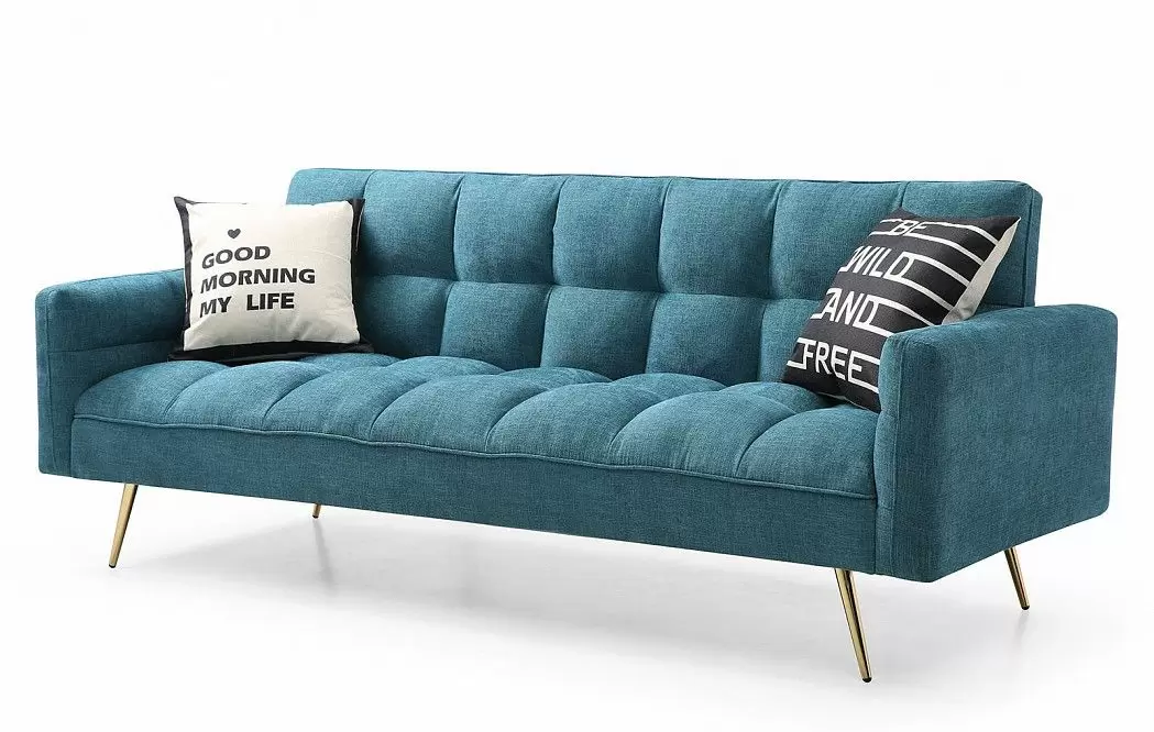 Диван-кровать Madrid, синий/золотые ножки - фото 12
