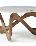 Стол журнальный Sea Ceramic, белая керамика/орех
