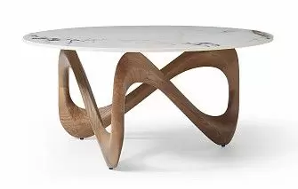 Стол журнальный Sea Ceramic, белая керамика/орех