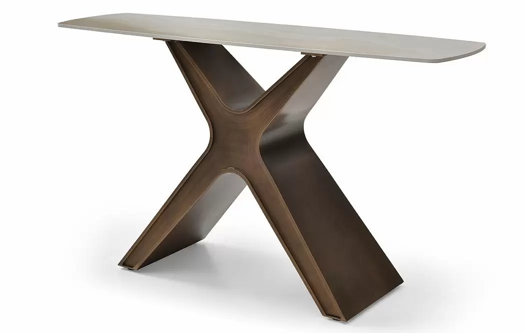 Консоль Charlotta (140), бежевая керамика/бронза