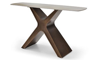 Консоль Charlotta (140), бежевая керамика/бронза