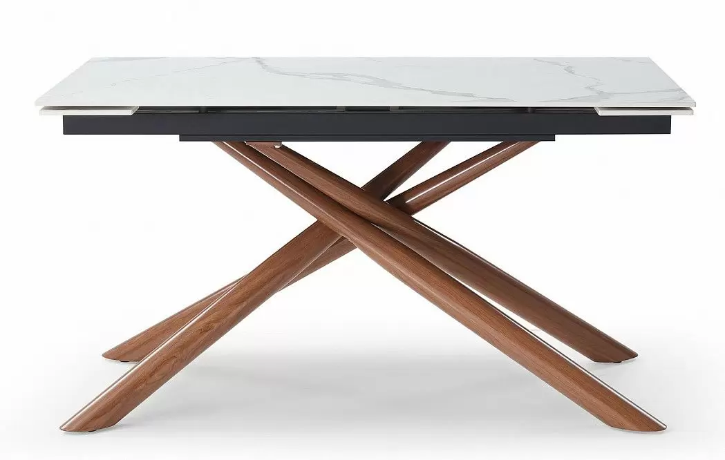 Стол раскладной Ravenna 140-180, белая керамика/орех - фото 6