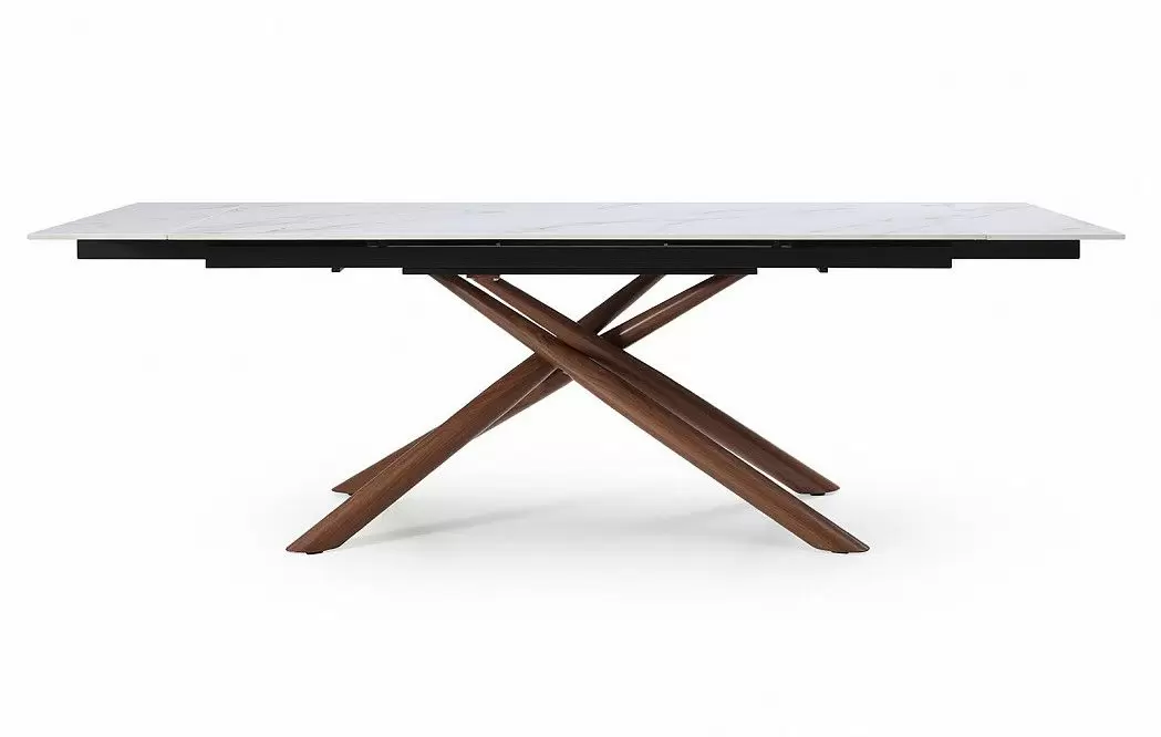 Стол раскладной Ravenna 180-240, белая керамика/орех - фото 7