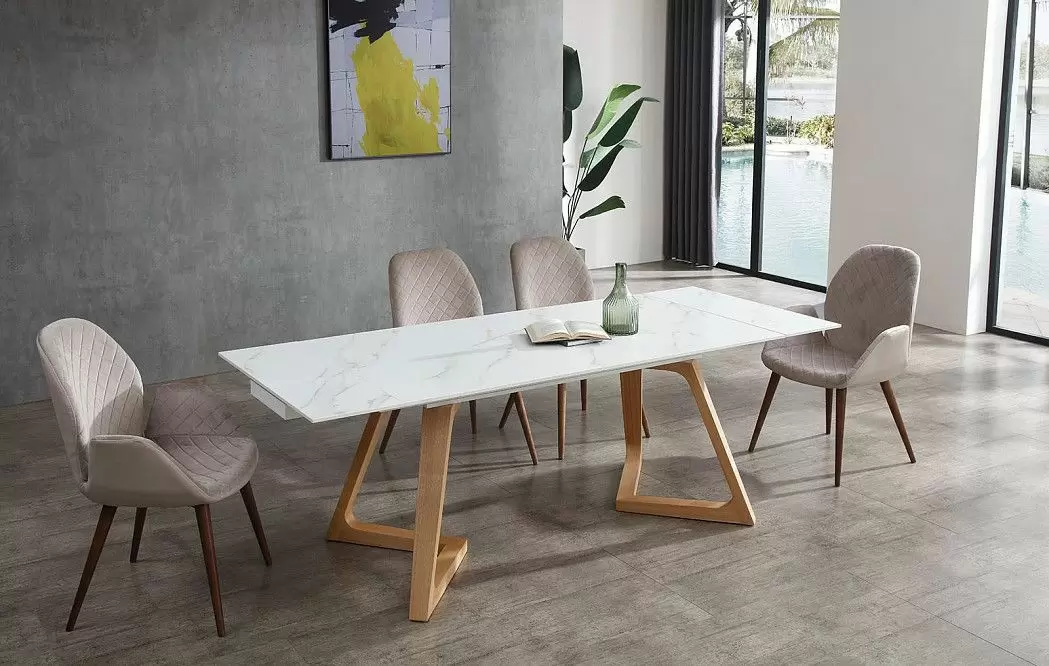 Стол раскладной Sorrento 160-220, белая керамика/ясень - фото 4