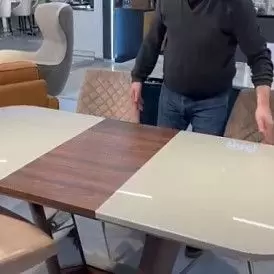 Стол раскладной Ester 160-200, бежевый/коричневый