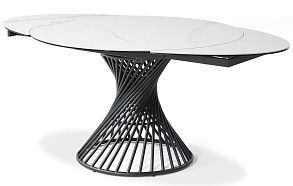 Стол раскладной Tornado 120-180, белая керамика/черный Стол раскладной Tornado 120-180, белая керамика/черный